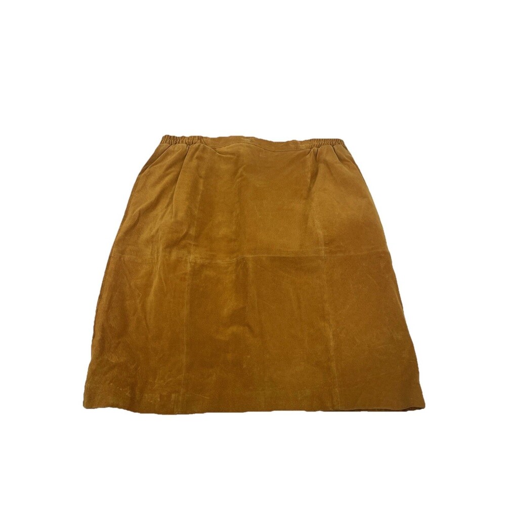 VTG 90s Suede Retro Fall Coachella Indie Knee Length Pencil Staple Chic Skirt 22